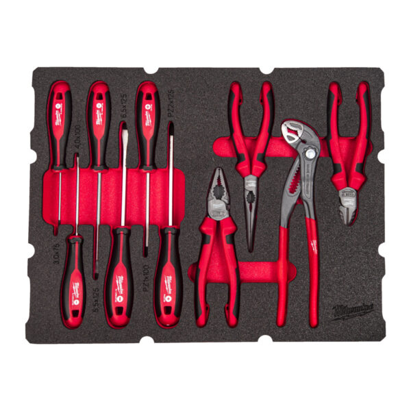 MILWAUKEE 10PC PACKOUT DRAWER SCREWDRIVER & PLIER FOAM INSERT SET - 4932493638