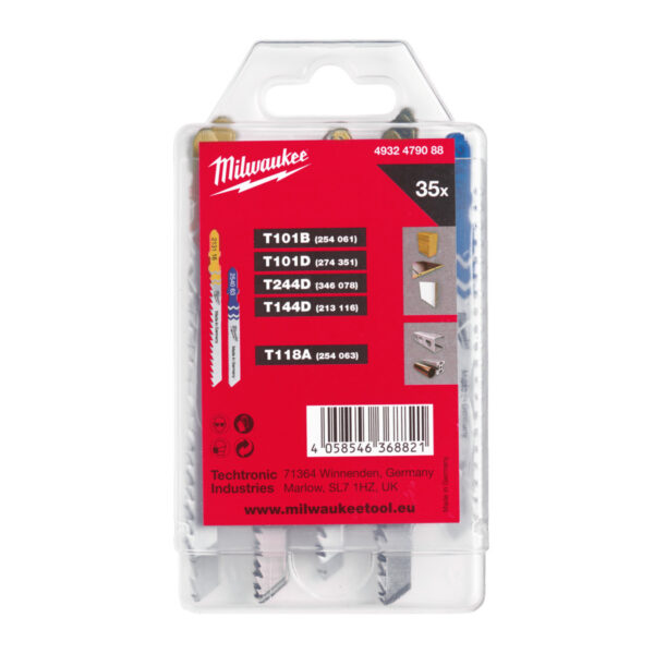 MILWAUKEE JIGSAW BLADE SETS - T-SHANK RECEPTION - JIGSAW BLADE SET 2 - 35 PCS - 4932479088