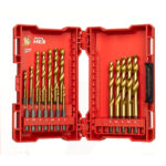 MILWAUKEE RED HEX - SHOCKWAVE HSS-TIN METAL DRILL BITS - Metal Drill ShW HSSTiN CD Set-19pc - 48894760